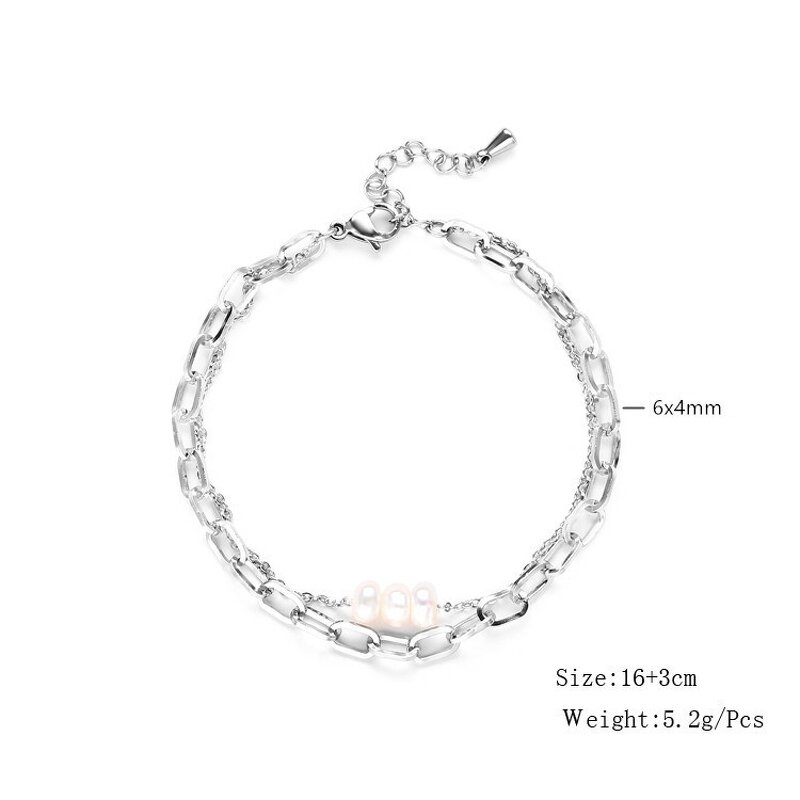 Stainless Steel Paperclip Chain Bracelet Manufacturer - 18k Gold Women's Fashion Accessories Double Layer Freshwater Pearls Charm