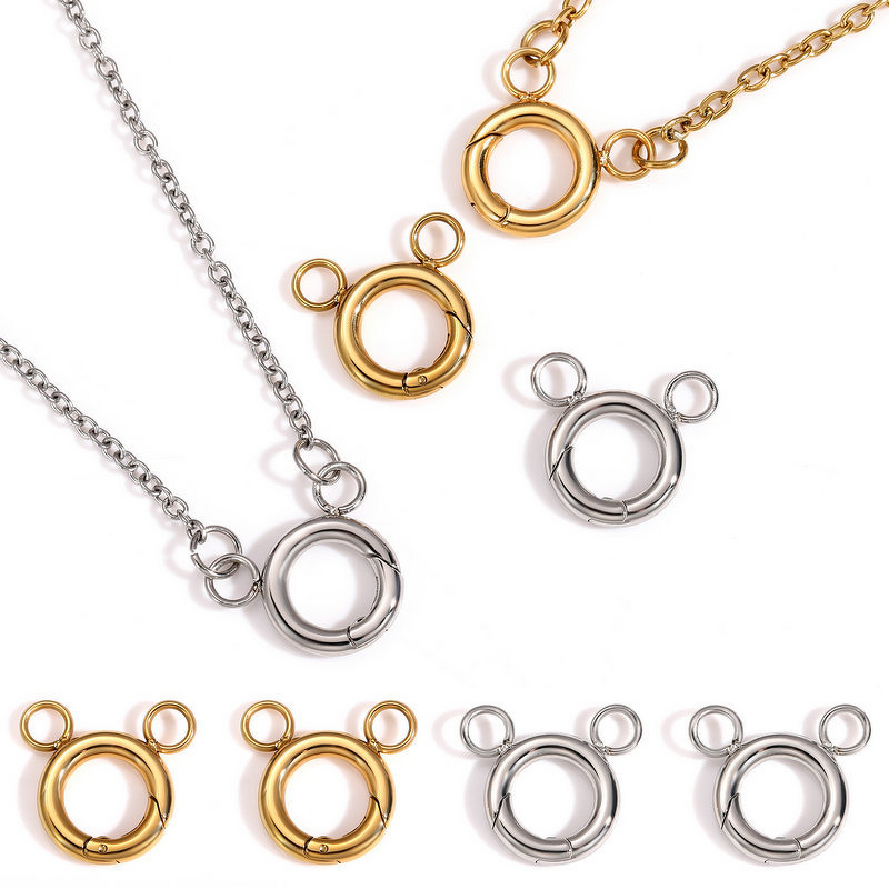 Round Pendant Ring Clasp Manufacturer - 18K Gold Plated Spring DIY Handmade Jewelry Accessories Polished Connector for Necklace Making