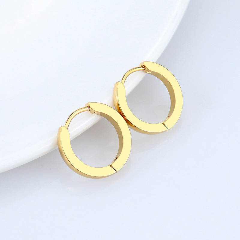 Stainless Steel Hoop Earrings Manufacturer - European American Style Fashion Classic Curved Small Circle Line Double-Sided Ear Buckle Jewelry