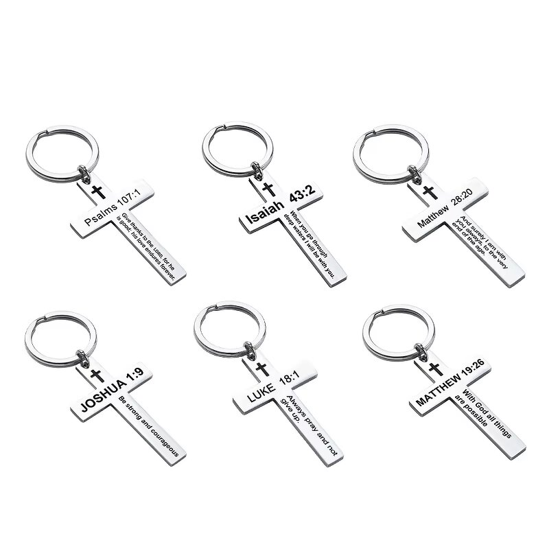 Stainless Steel Cross Keychain Manufacturer - Linsa Jewelry Custom Graduation Gift Personalized Religious Laser Logo for Student Metal