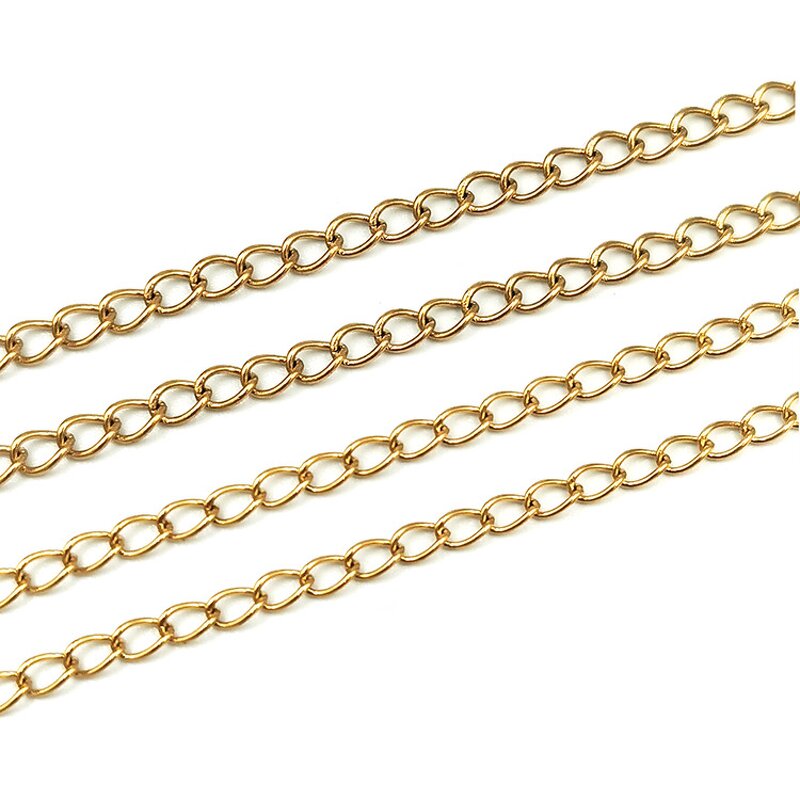 Stainless Steel Extender Necklace Manufacturer - 100 Meters/Roll Wholesale 3x4mm PVD Gold Plated Adjustable Tail Chain for Diy Jewelry Making