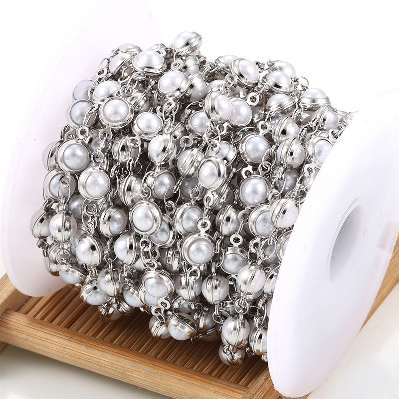 Stainless Steel Pearl Chain Manufacturer - Unisex Trendy DIY Wrapped Bead Necklace Bracelet Fine Chains Accessory Non-Fading Fashionable