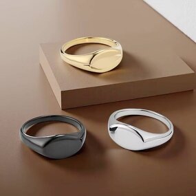 Stainless Steel Blank Ring Manufacturer - Linsa Jewelry Simple Oval Unisex Cold Style Trendy Wedding Engagement Party Gold-color Plated