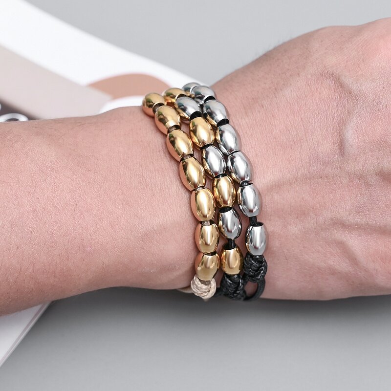 Stainless Steel Bead Bracelet Manufacturer - Handmade Braided Thread Rope Chunky Bead Jewelry for Men and Women for Anniversaries and Party