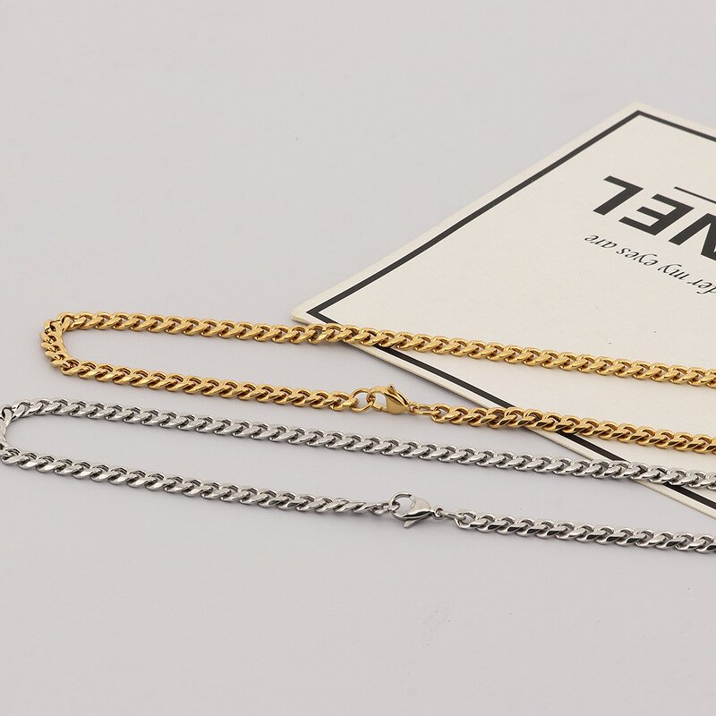 Stainless Steel Cuban Link Chain Manufacturer - 5mm Width Fashion Jewelry 18k Gold Wholesale Diy Making Europe Popular Bracelets Necklace Men