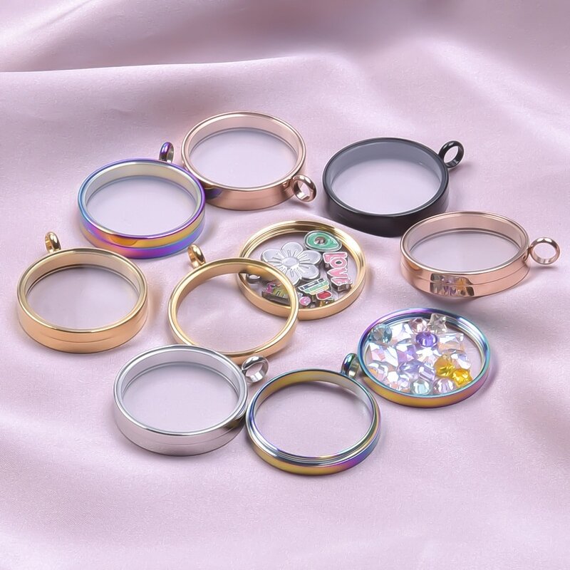 Stainless Steel Locket Pendant Manufacturer - Promotion High Quality Floating Round Memory Glass Window Locket Necklace for Ashes