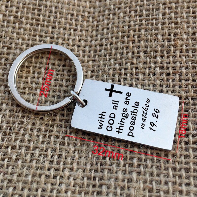 Stainless Steel Dog Tags Keychain Manufacturer - Customized Activities Christian Jewelry Cross with God Religious Engraved Bible Jewelry