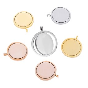 Circular Pendant Charm Necklaces Manufacturer - Wholesale Price 25mm Simple Rotatable Support Custom Name and Picture for Men and Women