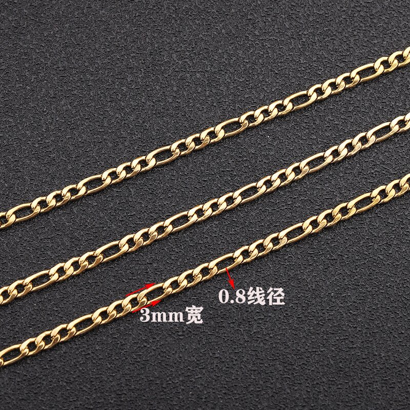 Stainless Steel Chain Manufacturer - 100meters/roll 3mm Wide Non Tarnish Gold Plated NK 3:1 Necklace Waterproof for Bracelet Jewelry Making