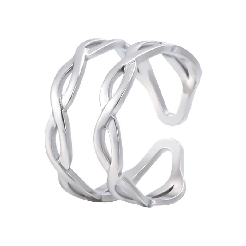 Stainless Steel Twisted Rope Ring Manufacturer - Open Adjustable 18K Gold Silver Plated Sea Waves Fine for Women and Men Popular Pinky