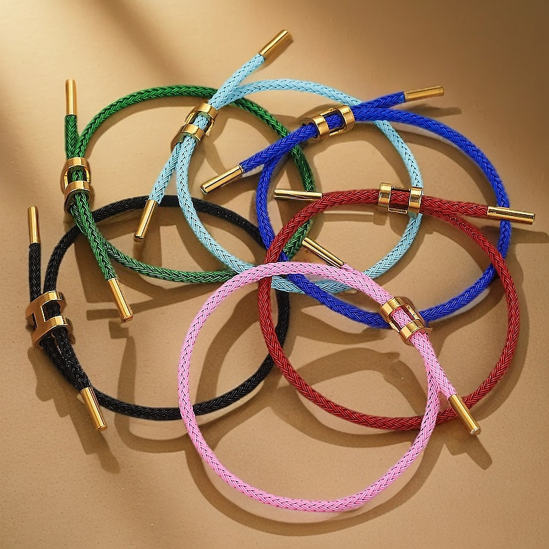 Stainless Steel Bangle Manufacturer - Cross-Border Adjustable 3D Hard Gold 18K Gold-Plated I-Shaped Buckle Fashion String for Bracelet Weaving