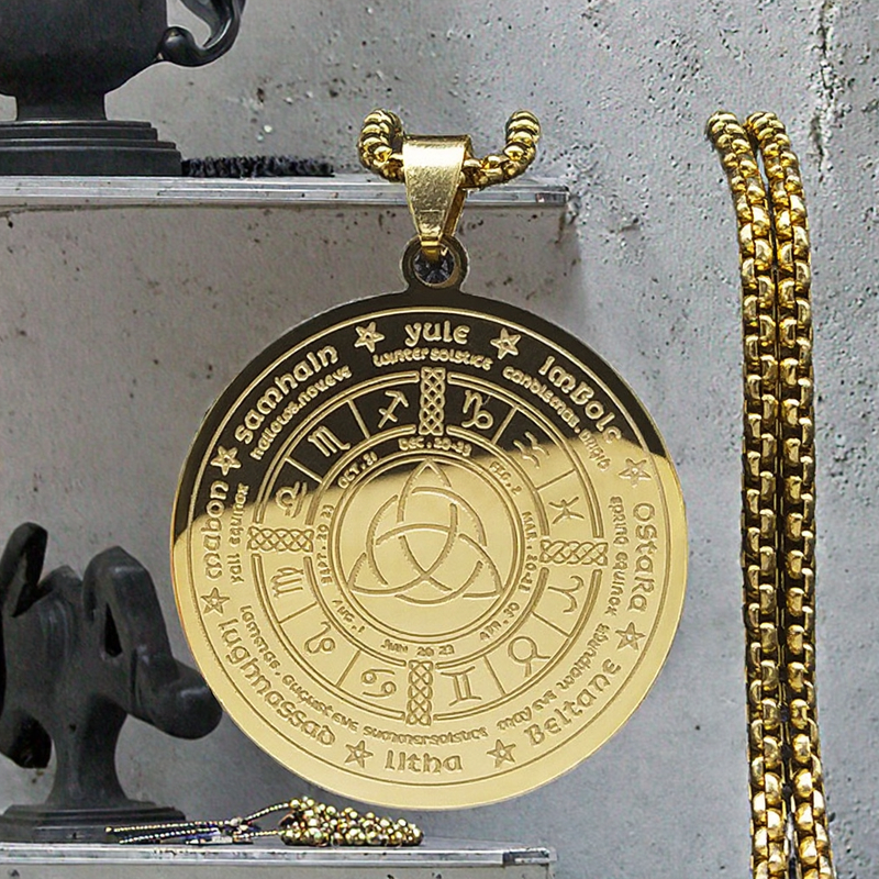 Stainless Steel Sacred Geometry Necklace Manufacturer - 18k Gold Plated Witch Knot Hot Sale Celtic Knot Lucky Yoga Jewelry