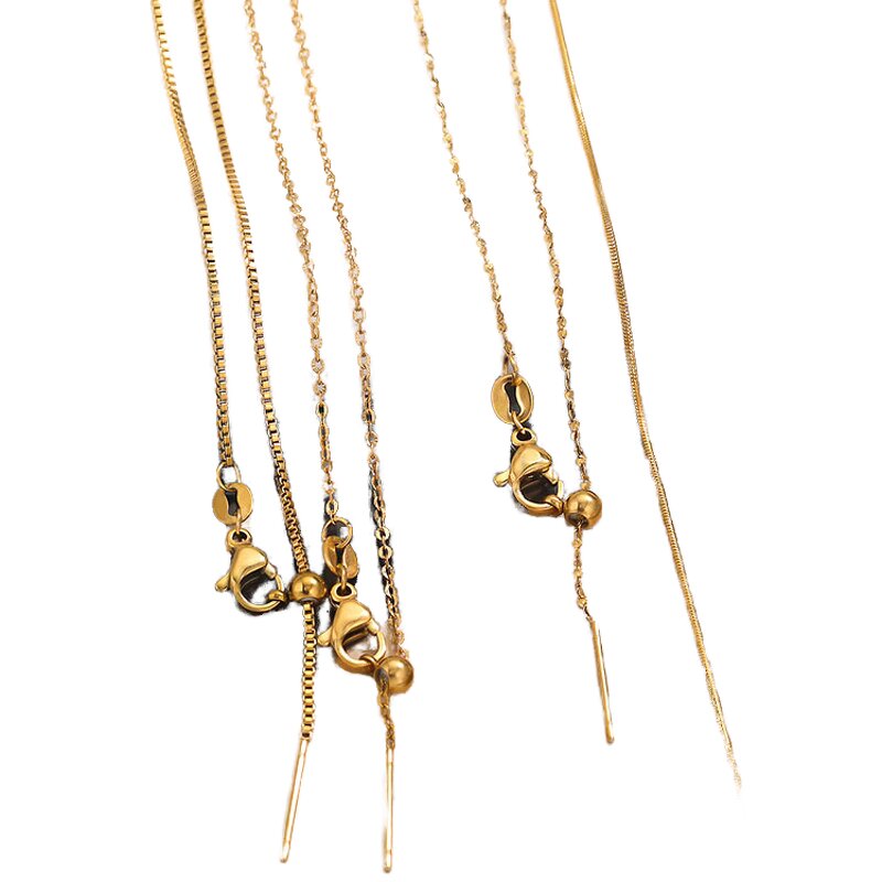 Stainless Steel Chains Accessories Manufacturer - 45cm Adjustable Necklace 18K Gold Plated with Needle Pin Silicone Bead Fashionable