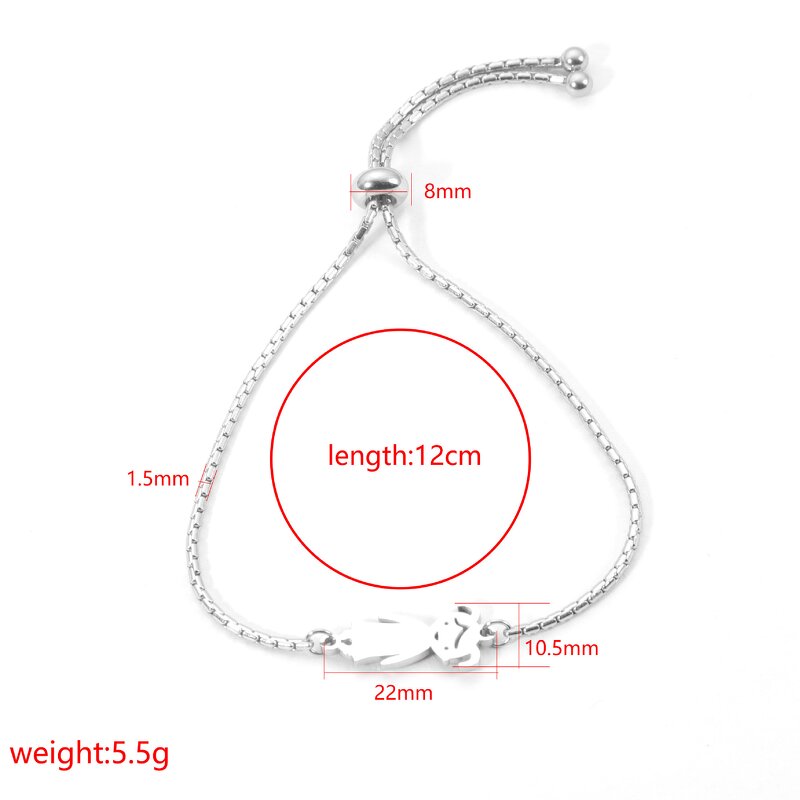 Stainless Steel Adjustable Bracelet Manufacturer - New Trendy Unisex Rubber Beads Gold-color Plating Cartoon Design-Couple Student All-match