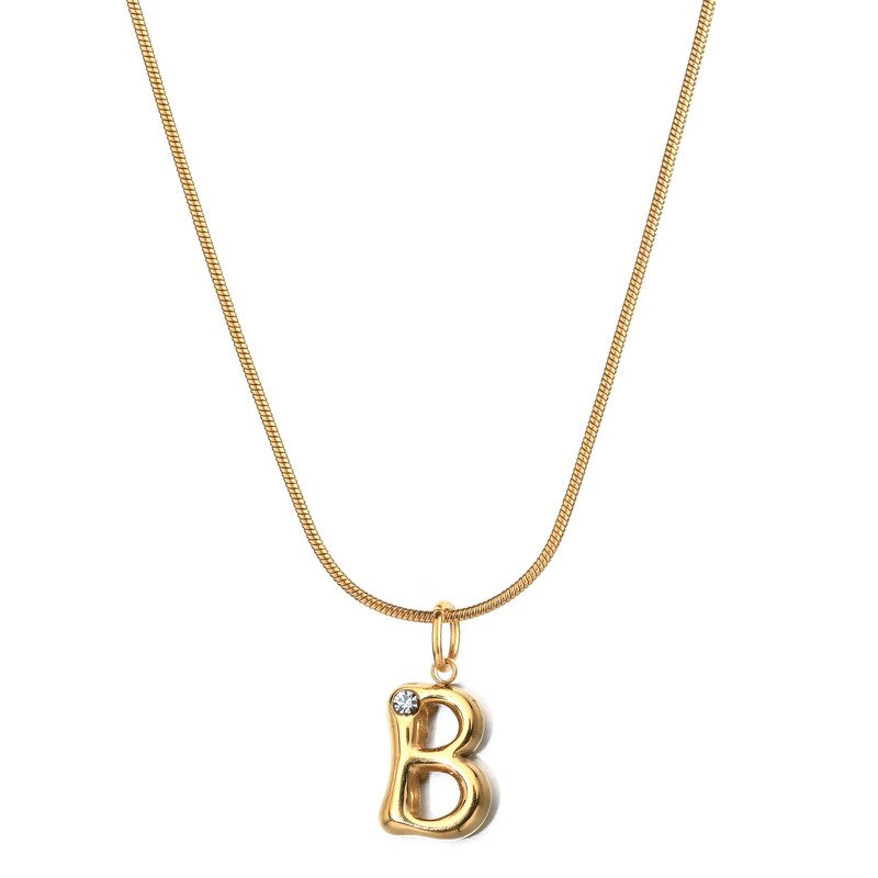 Stainless Steel Snake Chain Necklace Manufacturer - Custom Letters Charm Choker Non Tarnish Bamboo Initial Alphabet Pendant Jewelry for Gifts