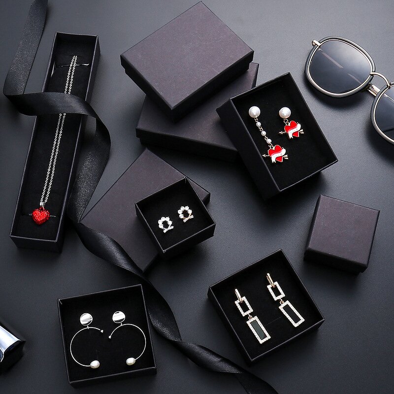 Jewelry Box Manufacturer - Customizable Black Paper Gift Packaging for Rings Necklaces Bracelets with Logo for Individual Items