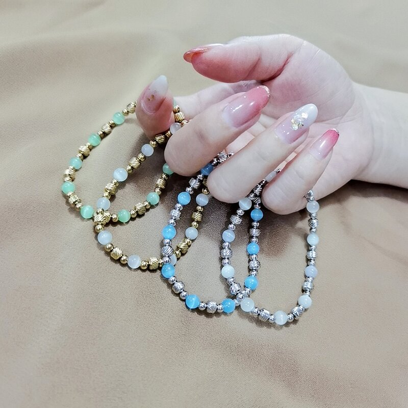 Stainless Steel Beaded Bracelet Manufacturer - Linsa Fashion 18K Gold-Plated Adjustable Elasticity New Non-Fading Made Accessory