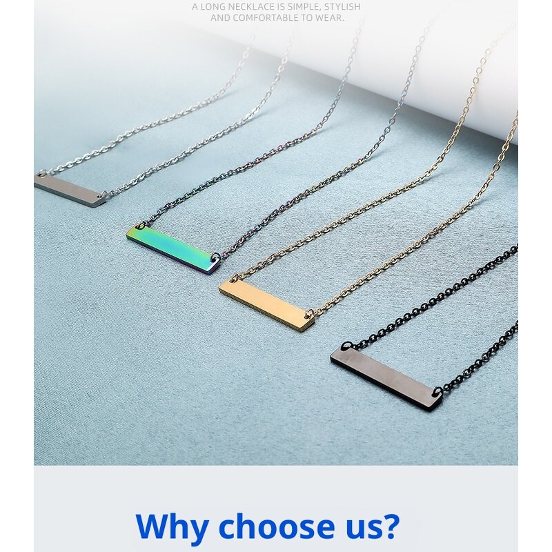 Stainless Steel Link Chain Necklace Manufacturer - Spot 35mm Gold Plated Blank Bar Geometric for Anniversary