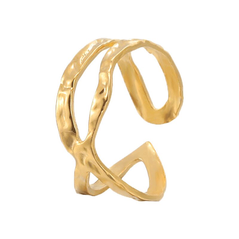 Stainless Steel Adjustable Ring Manufacturer - Cheap Open Popular 18k Gold Silver Plating Twisted Rope Sea Waves Pinky for Women Men