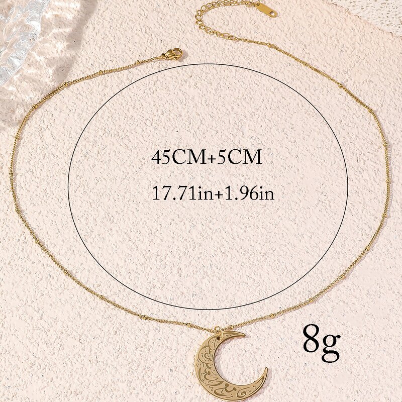 Stainless Steel Islamic Necklace Manufacturer - 2024 Wholesale Quran Religious Totem Moon Titanium Jewelry Muslim Allah Pendant for Mosque