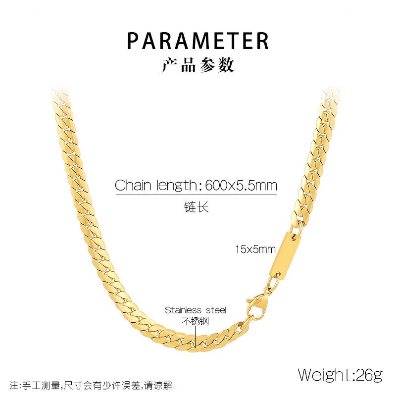 Stainless Steel Jewelry Set Manufacturer - Wholesale Custom Hand Made 18k Pvd Gold Trendy NK Men Women Geometric Chain Bracelet Necklace