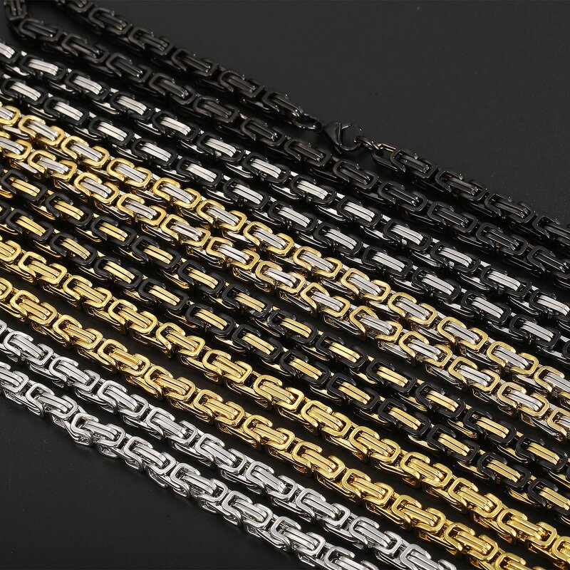Stainless Steel Byzantine Chain Set Manufacturer - Wholesale Jewelry Luxury 4mm 6mm 8mm Bracelets Necklace for Men Colorful Designer Titanium Steel