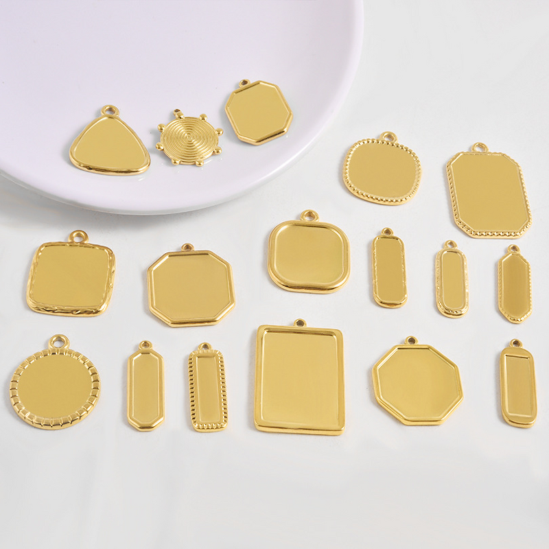 Stainless Steel Geometric Pendant Necklace Manufacturer - Irregular Oil Drop Base Accessories Vacuum Plating Trendy Yiwu in Stock