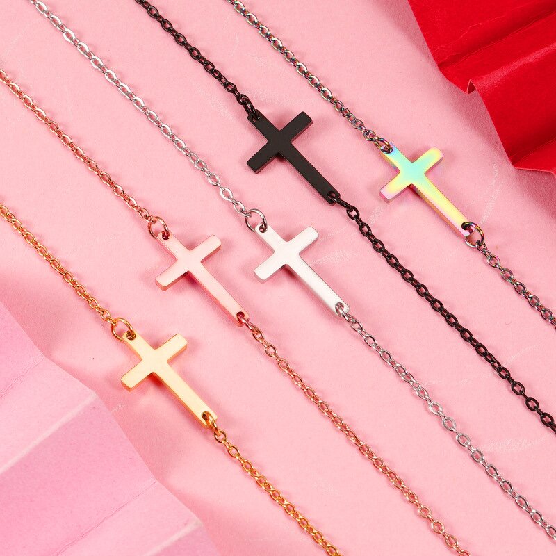 Stainless Steel Cross Pendant Necklace Manufacturer - Cross-border Hot-selling Mirror European American Trendy Unisex Collarbone