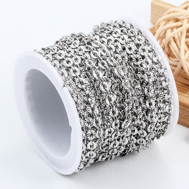 Stainless Steel O Chain Necklace Manufacturer - Selling by Meter Embossed Vacuum Color-Preserving Men's & Women's Jewelry DIY Component