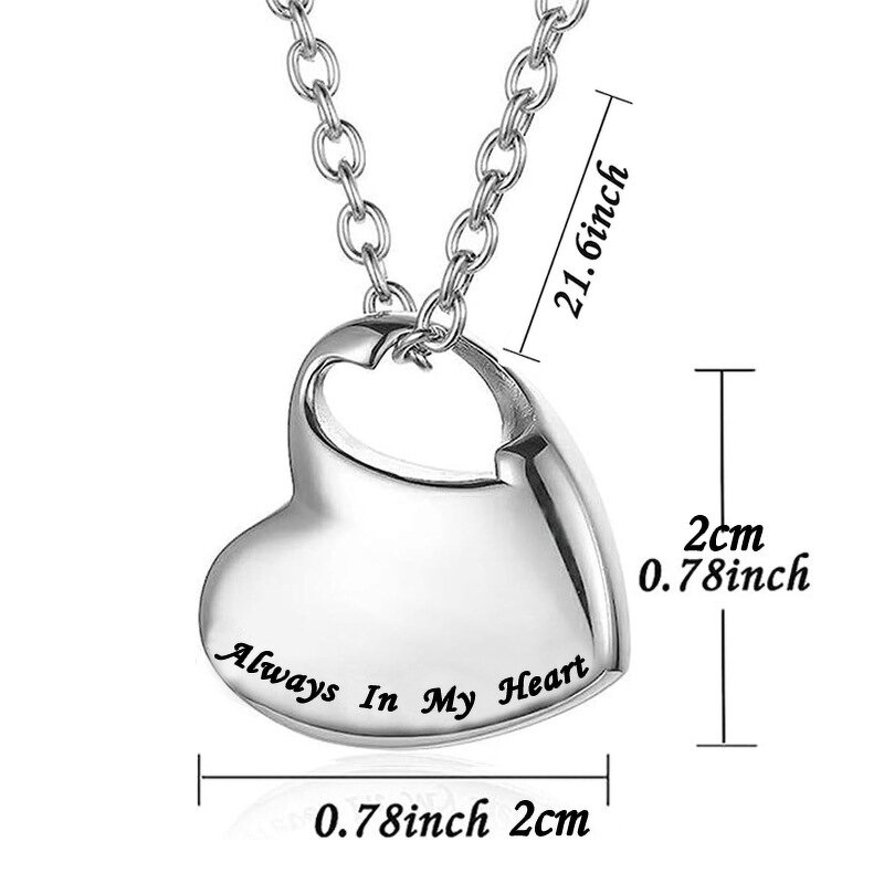 Stainless Steel Heart-Shaped Urn Pendant Manufacturer - Personalized Blank Simple Fashion Link Cremation Jewelry Trendy Commemorative for Lover