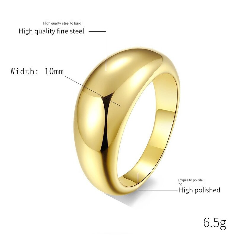Stainless Steel Water Drop Ring Manufacturer - European American High-Grade Retro Geometric Women Children's Personality Gold Plated