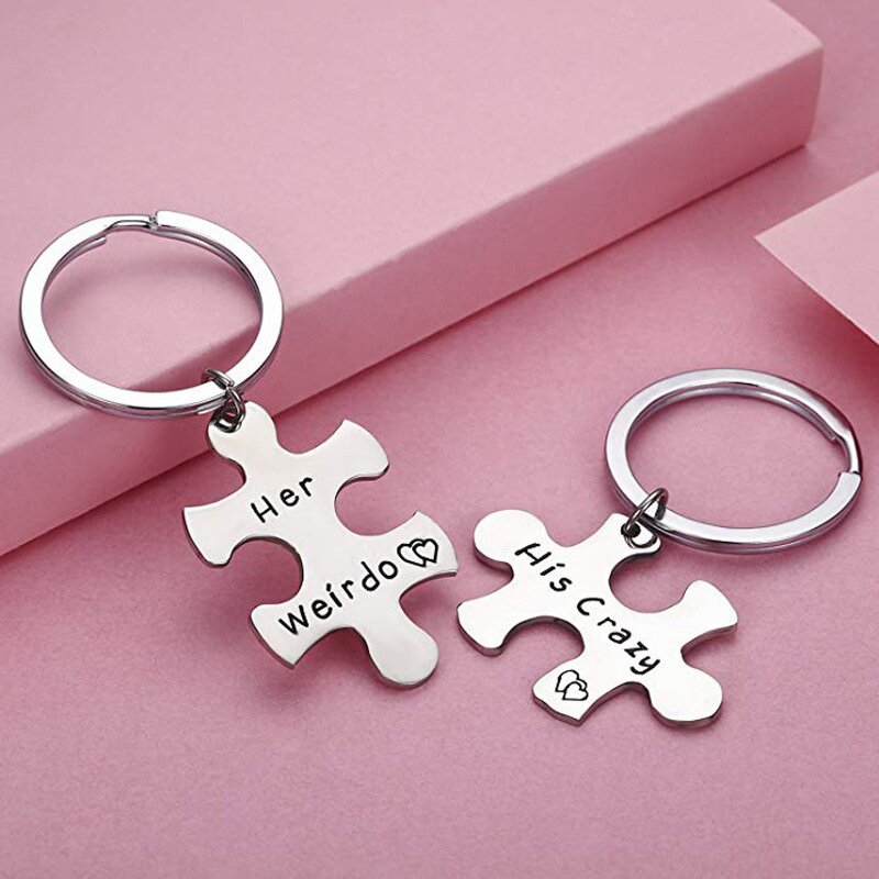 Stainless Steel Key Ring Manufacturer - Discount Hand Polish Holder Split Accessories Puzzle Keychain for Lovers