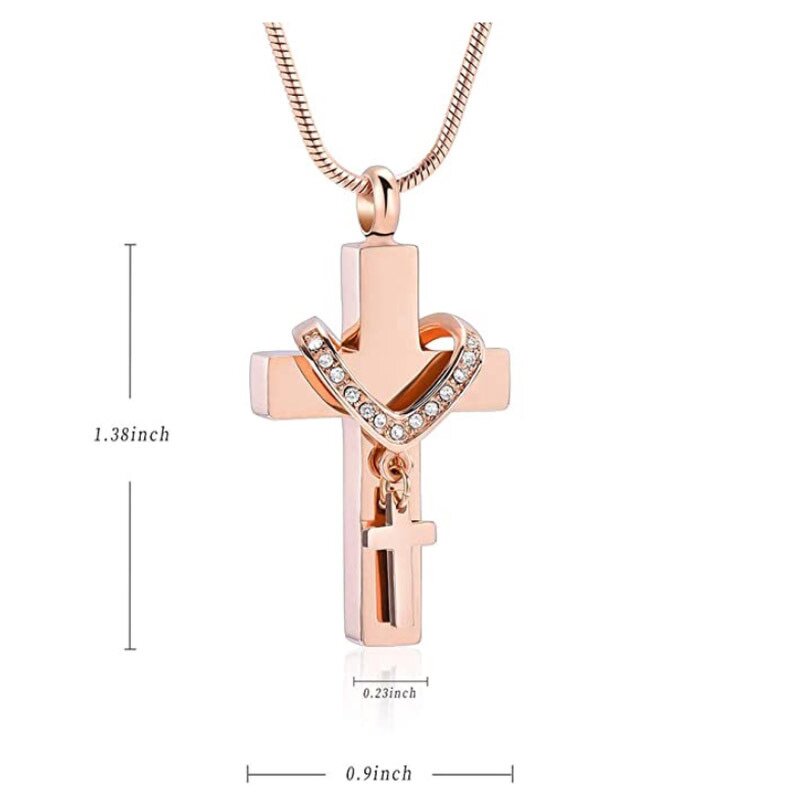 Stainless Steel Cross-Shaped Urn Necklace Manufacturer - Personalized Blank Simple Fashion Cremation Jewelry Lover Pet Cross Pendant