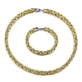 Stainless Steel Byzantine Chain Manufacturer - Linsa Jewelry Luxury 8mm Men Chain Bracelet Necklace for Men Colorful Designer Titanium