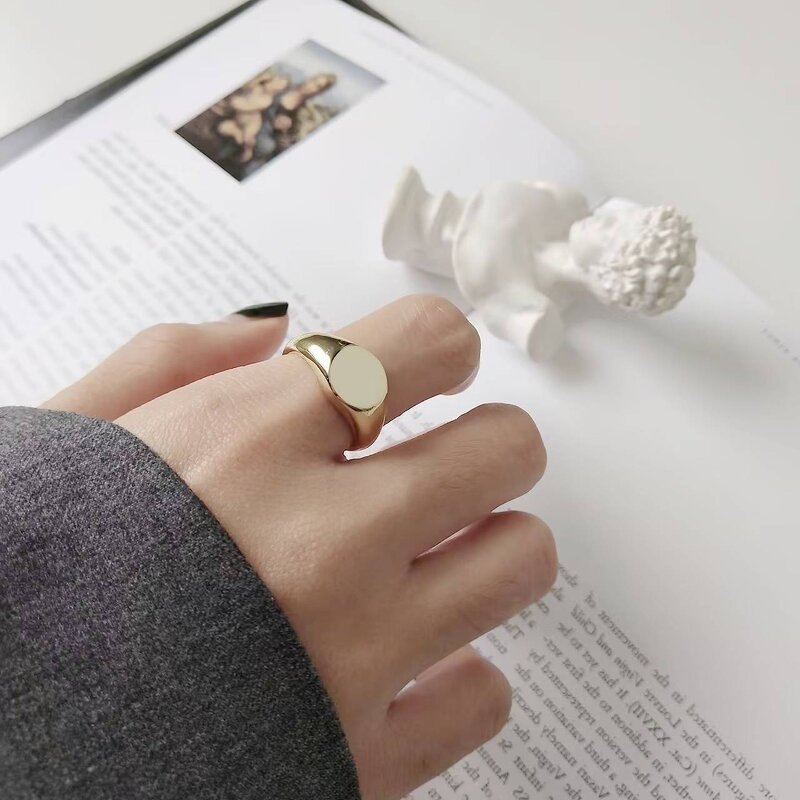 Stainless Steel Blank Ring Manufacturer - 10mm Smooth Women Children's Trendy Simple Fashion Cold Wind Seal Cross-Border Jewelry Wholesale