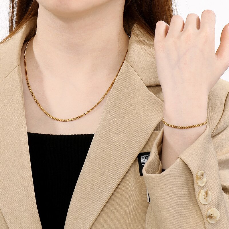 Stainless Steel Cuban Link Chain Manufacturer - Wholesale 18K Gold Fashion for Men DIY Making Popular European Wedding Engagement