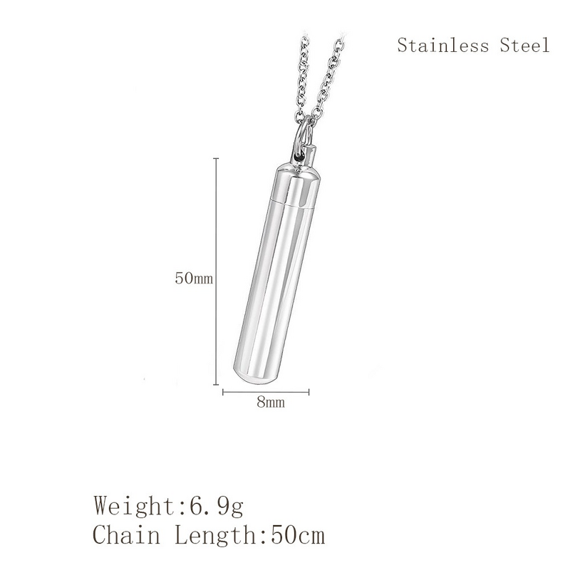 Stainless Steel Perfume Bottle Necklace Manufacturer - European American Trendy Commemorative Family Pet Urn Pendant Personalized Jewelry