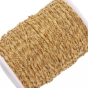 Stainless Steel Water-wave Chain Manufacturer - 100meters/roll 2mm Wide Non Tarnish 18K Gold Plated Singapore Necklace for DIY Jewelry Making