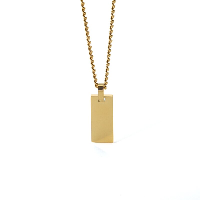 Stainless Steel Rectangular Pendant Manufacturer - Women Children's Blank Side Chain Necklace Simple Gold-color Casual Joker DIY Lettering