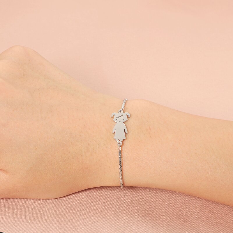 Stainless Steel Adjustable Bracelet Manufacturer - New Trendy Unisex Rubber Beads Gold-color Plating Cartoon Design-Couple Student All-match