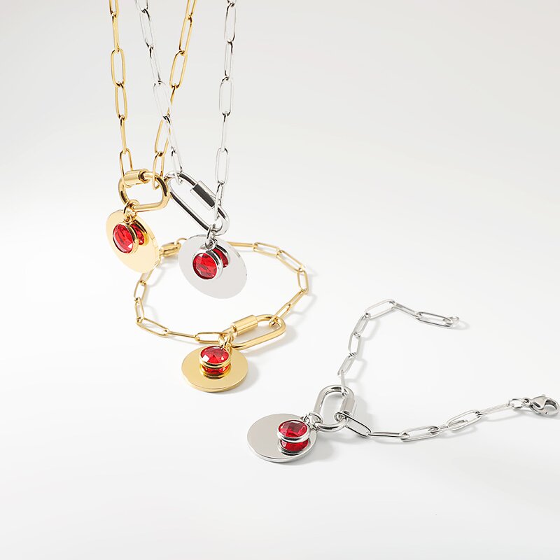 Stainless Steel Wafer Pendant Bracelet Manufacturer - Geometric Trendy Paper Clip Women's Korean Simple Versatile Gift