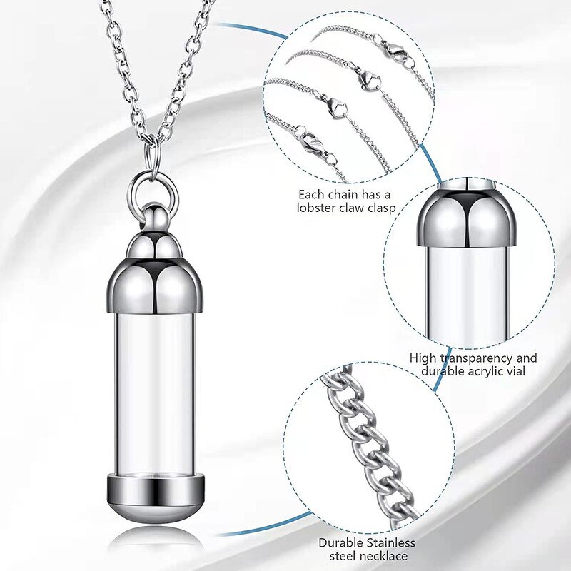 Stainless Steel Hourglass Pendant Manufacturer - Timeless Glass Keepsake Zircon Jewelry Cremation Urn Necklace for Children Memorial for Ashes