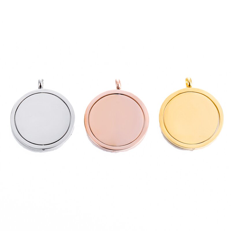 Circular Pendant Charm Necklaces Manufacturer - Wholesale Price 25mm Simple Rotatable Support Custom Name and Picture for Men and Women