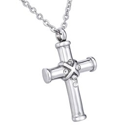 Stainless Steel Cross Pendant Manufacturer - Micro-Diamond Ashes Urn Waterproof Christian Commemorative Cremation Charm