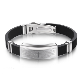Stainless Steel Cross Bracelets Manufacturer - Christian Women Men Rubber Religion Accessories Jewelry Engraved Bangle Wholesale