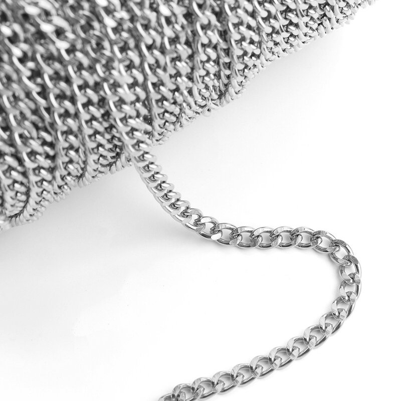 Stainless Steel Cuba Chain Necklace Manufacturer - 50meters/Roll 6mm Wide Non Tarnish 18K Gold Plated Minimalist Chopin Loose