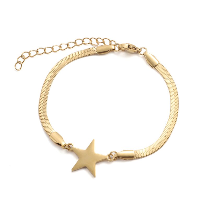 Stainless Steel Star Pendant Bracelet Manufacturer - Cross-border Simple Gold Plated High-end Blade Chain Unisex Fashion Five-pointed Star