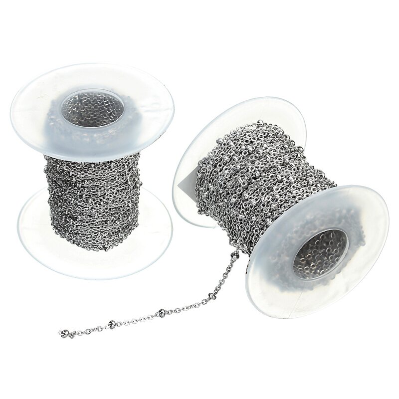 Stainless Steel Chain Roll Manufacturer - 100meters/roll 2mm Chain 3mm Bead Non Tarnish Gold Plated for Bracelet Necklace Jewelry Making
