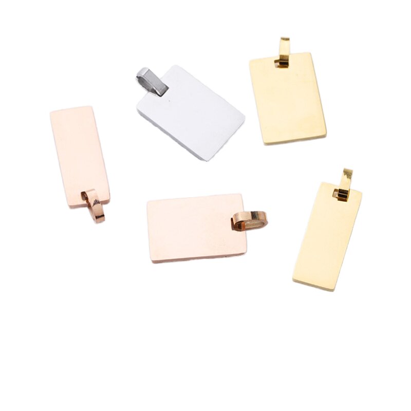 Stainless Steel Pendant Charms Manufacturer - Wholesale Trendy Accessories Custom Logo Blanks Charm Jewelry Square 18K Gold for Necklace Making