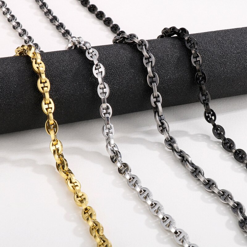 Stainless Steel Jewelry Set Manufacturer - Wholesale Custom Hand Made Trendy High Quality Pig Nose Men Geometric Chain Bracelet Necklace